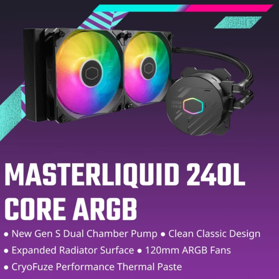 Cooler Master Liquid 240L Core 240mm ARGB CPU Liquid Cooler