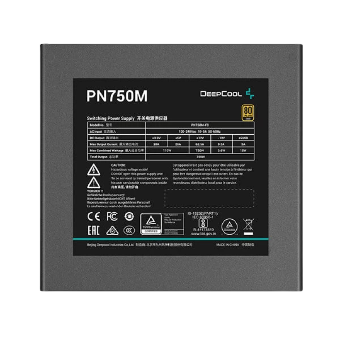 DeepCool PN750M ATX 3.1 SMPS - 750 Watt 80 Plus Gold Certification Fully Modular PSU with Active PFC