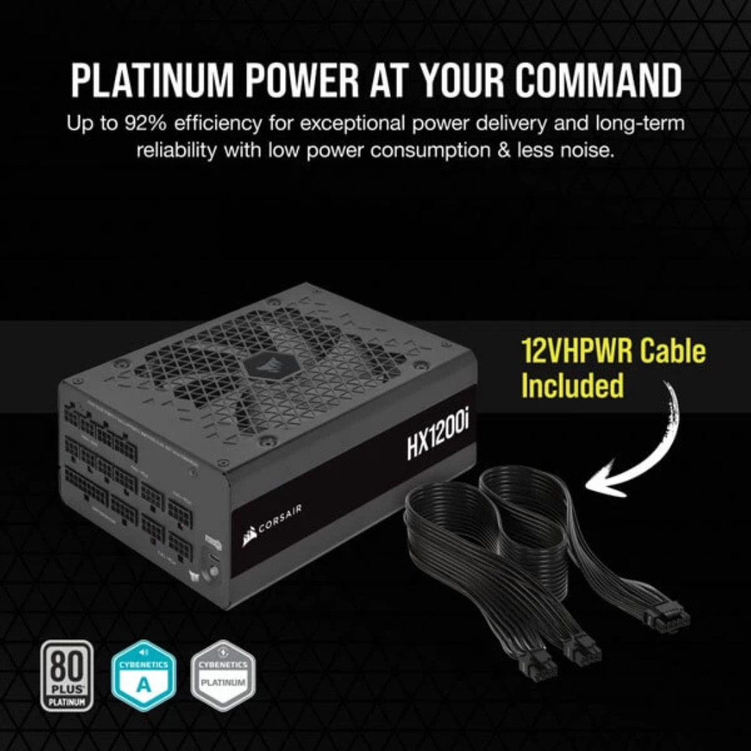 Corsair HX1200i SMPS - 1200 Watt 80 Plus Platinum Certification Fully Modular ATX 3.0 PSU (CP-9020281-IN)