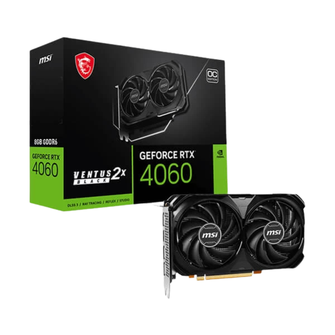 MSI GeForce RTX 4060 Ventus 2X Black OC 8GB GDDR6 128-bit Gaming Graphics Card