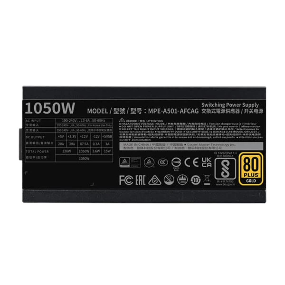 Cooler Master MWE 1050 V2 ATX3.0 SMPS - 1050 Watt 80 Plus Gold Certification Fully Modular PSU With Active PFC