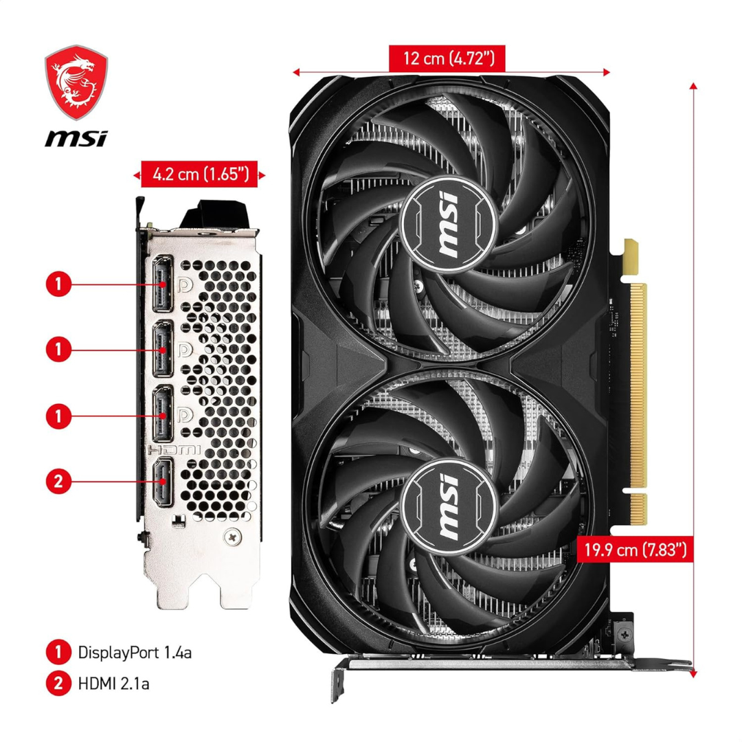 MSI GeForce RTX 4060 Ti Ventus 2X Black OC 16GB GDDR6 128-bit Gaming Graphics Card