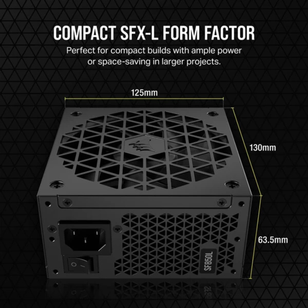 Corsair SF850L SFX SMPS - 850 Watt 80 Plus Gold Certification Fully Modular ATX 3.0 PSU with Active PFC (CP-9020245-IN)