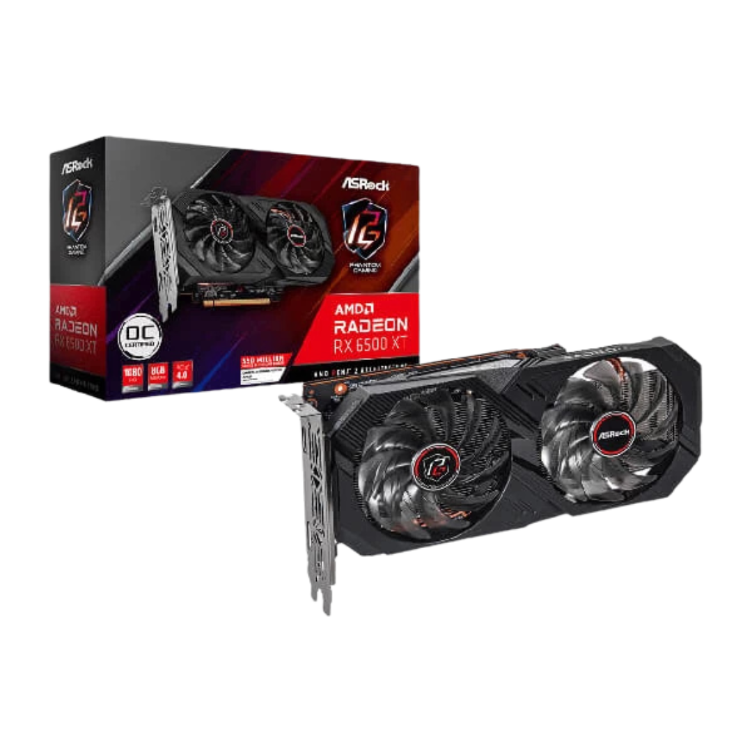 ASRock Radeon RX 6500 XT Phantom Gaming OC 8GB GDDR6 64-bit Graphics Card