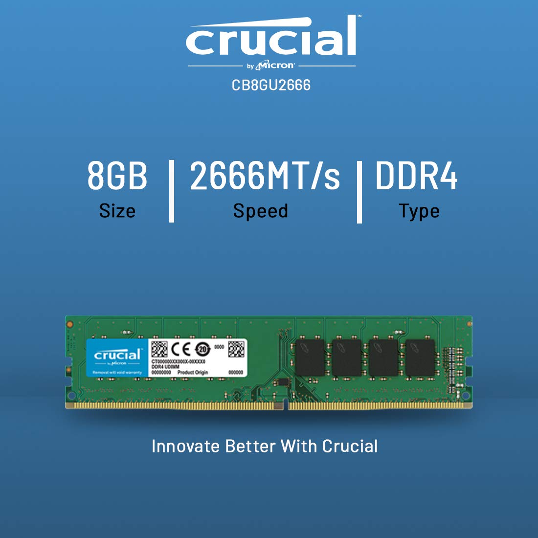 CRUCIAL RAM (Desktop) 8GB DDR4 2666MHZ