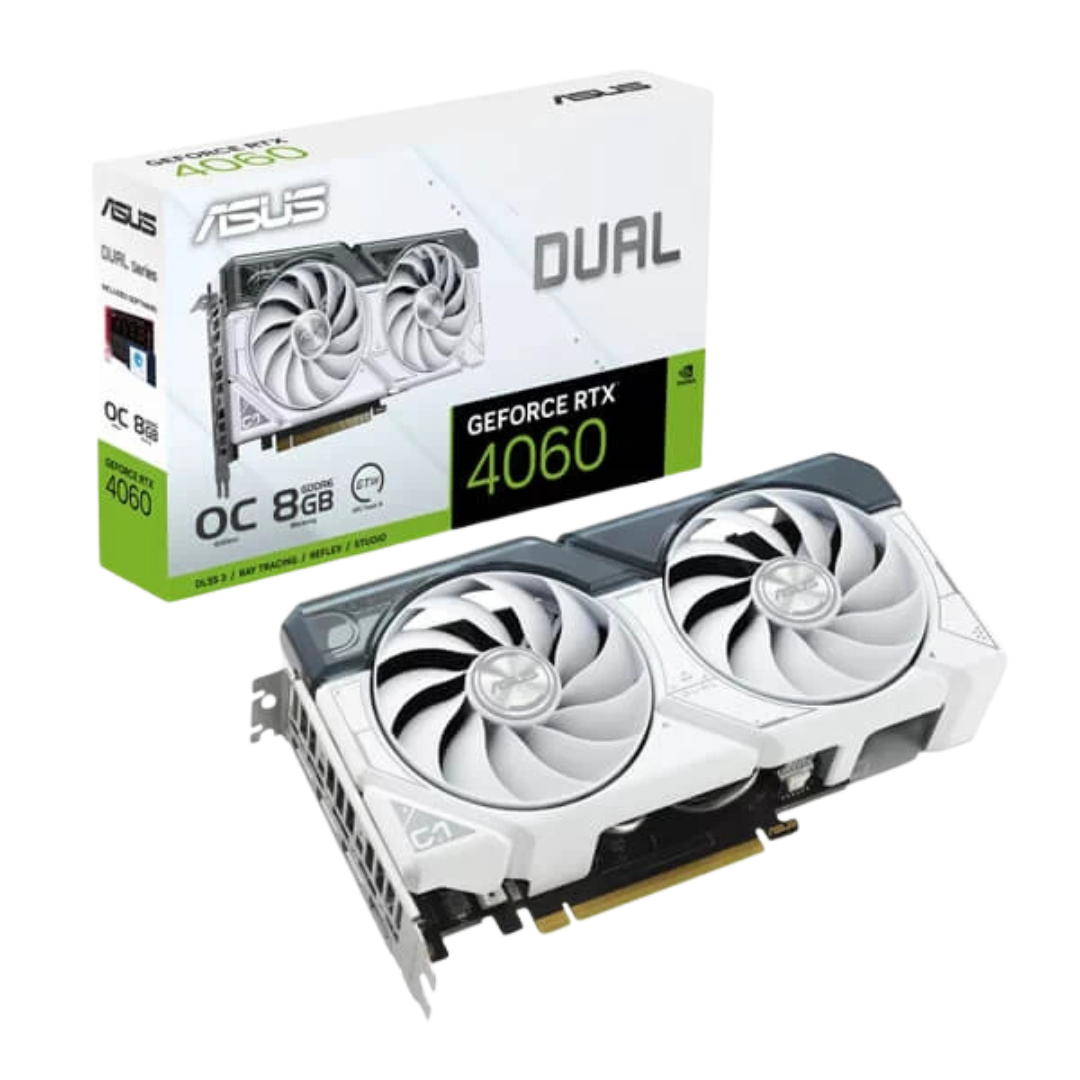 Asus Dual GeForce RTX 4060 White OC Edition 8GB GDDR6 128-bit Gaming Graphics Card