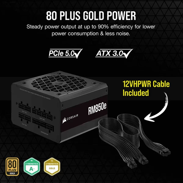 Corsair RM850e SMPS - 850 Watt 80 Plus Gold Certification Fully Modular ATX 3.0 PSU (CP-9020263-IN)