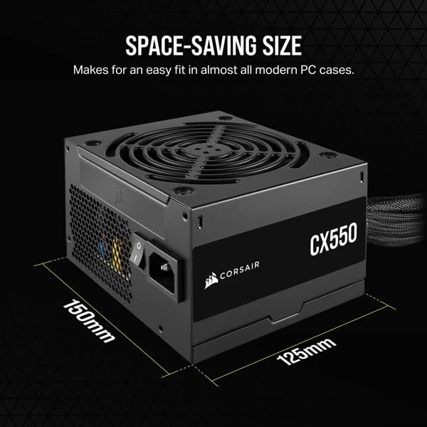 Corsair CX550 SMPS - 550 Watt 80 Plus Bronze Certification PSU with Active PFC (CP-9020277-IN)