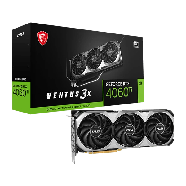 MSI GeForce RTX 4060 Ti Ventus 3X E OC 8GB GDDR6 128-bit Gaming Graphics Card